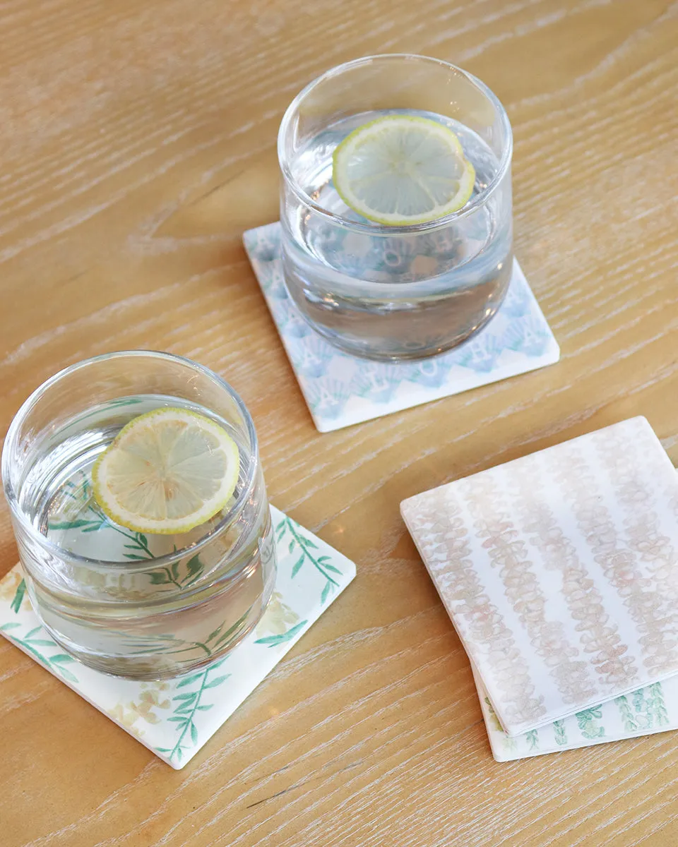 Puakenikeni with Leaves Ceramic Coaster